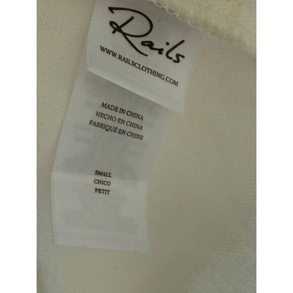 Rails April Creme Short-Sleeve Linen Blend Wrap Blouse With Tie Detail - S - Picture 5 of 9